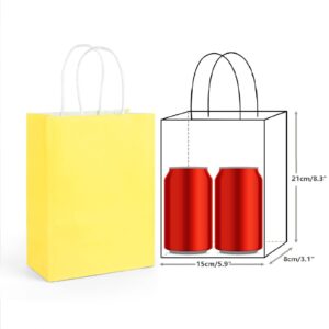 25pcs Paper Bags with Handles. Small Gift Bags Party Favor Bags Goodie Bags Shopping Bags. Yellow Gift Bags with Handles Bulk for Birthday Wedding Retail Business Festivals Arts DIY Crafts 5.9x3.1x8.3