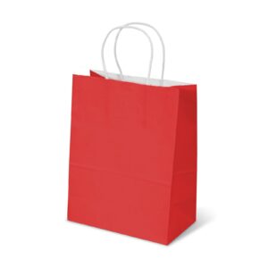 TOWRAP Red Gift Bags 25Pcs 8x4.25x10.5 Inch Medium Kraft Paper Bags with Handles Bulk, Shopping Bags, Party Bags, Retail Bags, Merchandise Bags, Favor Bags