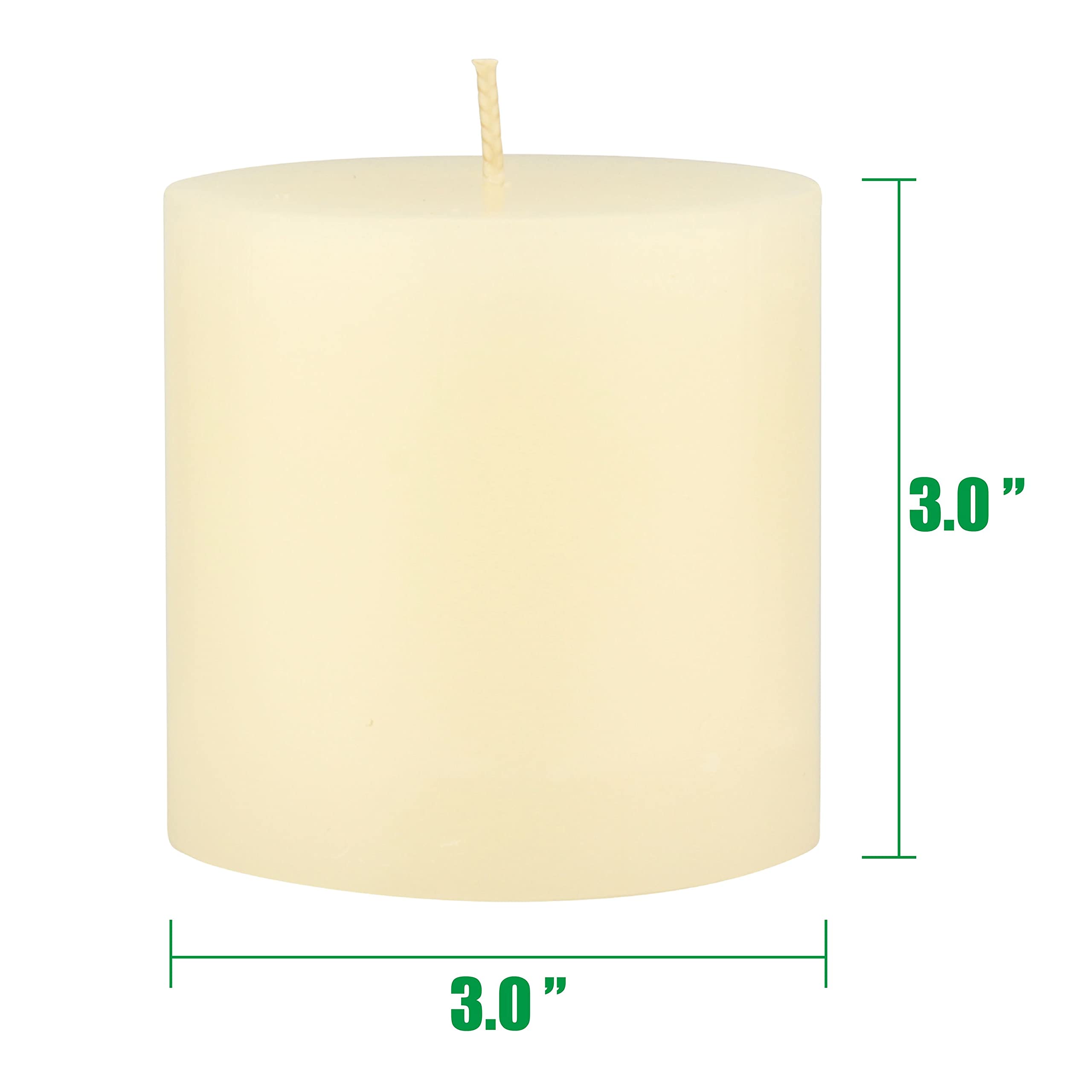 Stonebriar Tall 3 x 3 Inch 40 Hour Long Burning Unscented Wax Flat Top Pillar Candles, Ivory, 6 Pack