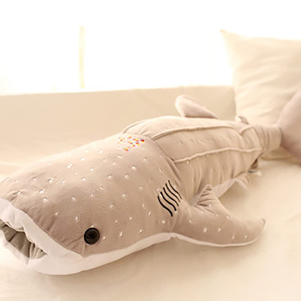 Stuffed Whale Shark Animal Plush Toy Soft Shark Plush Sofa Cushion Back Cushion Hugging Pillow for Kids Adults Birthday Gift Blue 100cm