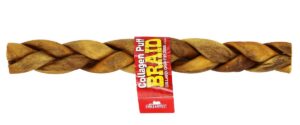 bark & harvest beef collagen puff braid dog treat large | all natural & long lasting | bully sticks & rawhide alternative dog chew | support healthy joints, skin & coat | 12" chew