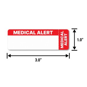 300 Labels, Red, Medical Alert Stickers for Folder File Charts - MAP6270 Blank Labels (3 x 1 Inch) Emergency Rooms/Veterinarians/Medical Recorders