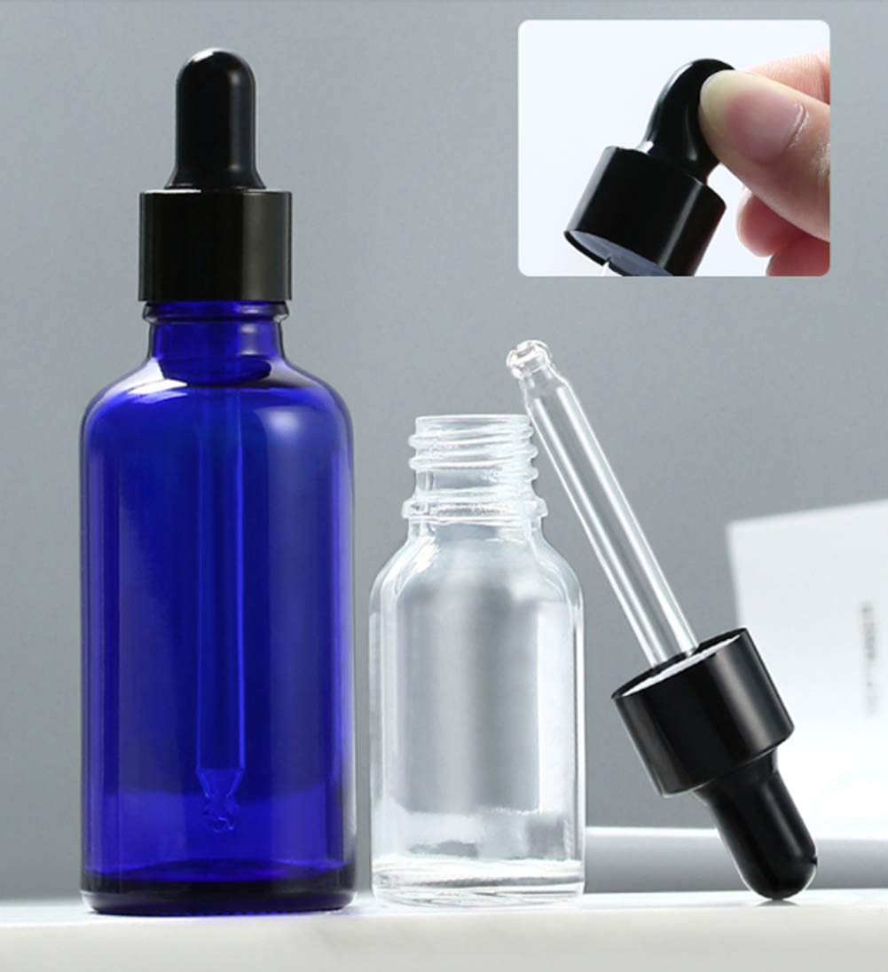 3 Pack 100ml/3.5oz Cobalt Blue Glass Bottles with Glass Eye Droppers Empty Refillable Essential Oils Perfume Dropper Dispenser Sample Travel Makeup Container Storage Vias for Travel Aromatherapy Lab