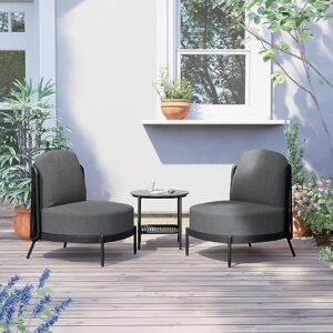 Grand patio Outdoor 3-Piece Conversation Seating Set - Low Slung Comfort, Lightweight Aluminum Frame, Water-Resistant 6.25" Thick Cushions - Dark Gray