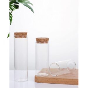 10PCS 60ml/2oz Empty Clear Borosilicate Glass Test Tubes Flat Test Tubes with Cork Stoppers Vials Jars Container Holder Message Bottle for Scientific Experiments Bath Salt Tea Candy Party Favor