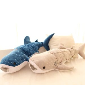 Stuffed Whale Shark Animal Plush Toy Soft Shark Plush Sofa Cushion Back Cushion Hugging Pillow for Kids Adults Birthday Gift Blue 100cm