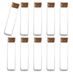 10pcs 60ml/2oz empty clear borosilicate glass test tubes flat test tubes with cork stoppers vials jars container holder message bottle for scientific experiments bath salt tea candy party favor