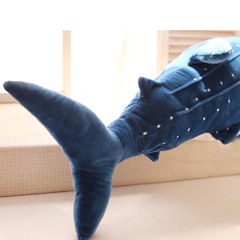 Stuffed Whale Shark Animal Plush Toy Soft Shark Plush Sofa Cushion Back Cushion Hugging Pillow for Kids Adults Birthday Gift Blue 50cm