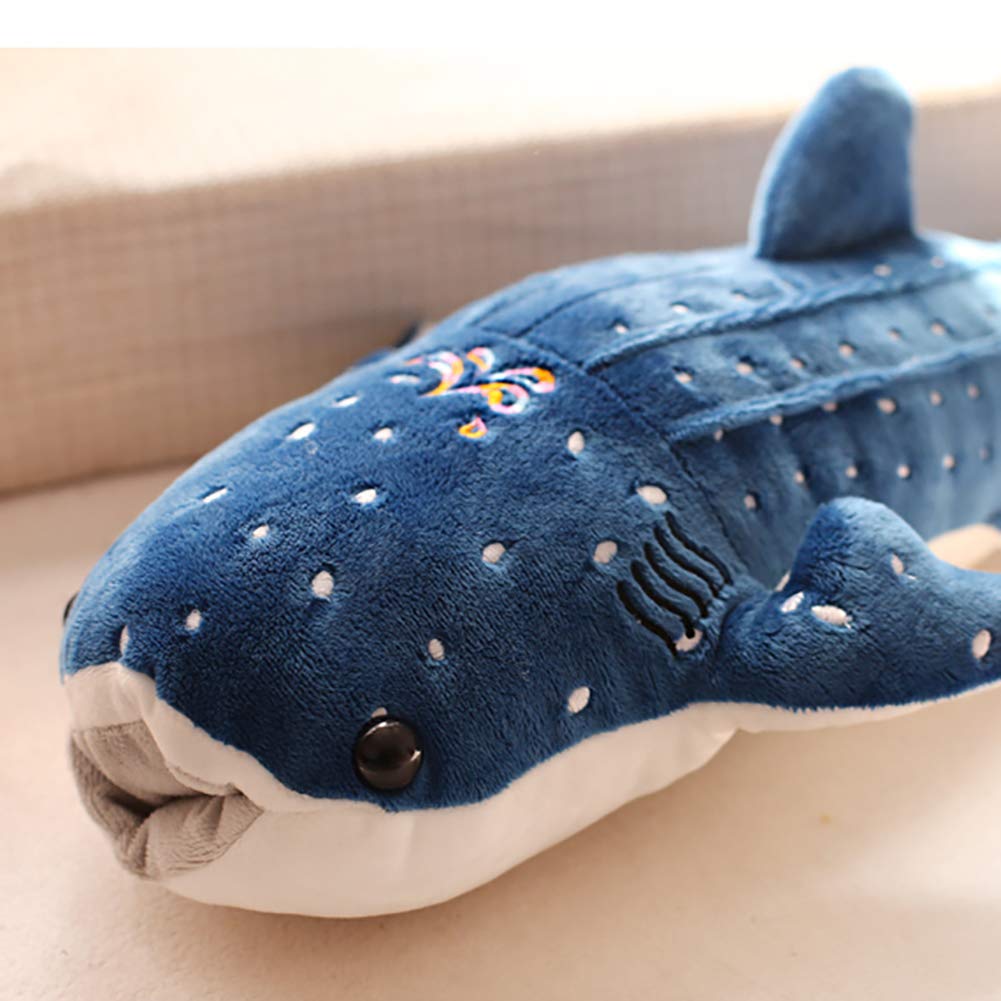 Stuffed Whale Shark Animal Plush Toy Soft Shark Plush Sofa Cushion Back Cushion Hugging Pillow for Kids Adults Birthday Gift Blue 50cm