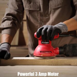 AVID POWER Orbital Sander 3.0 Amp 5 Inch Electric Sander Tool 6 Variable Speeds Random Orbit Sander for Woodworking, 7000-14000 RPM, 12 Pcs Sandpapers