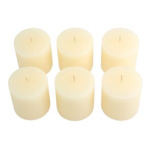 Stonebriar Tall 3 x 3 Inch 40 Hour Long Burning Unscented Wax Flat Top Pillar Candles, Ivory, 6 Pack