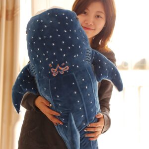 Stuffed Whale Shark Animal Plush Toy Soft Shark Plush Sofa Cushion Back Cushion Hugging Pillow for Kids Adults Birthday Gift Blue 100cm