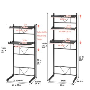 ABCOOL Over The Toilet Washer Organzier Adjustable Stand Storage Rack for Laundry Shelf Bathroom Space Save with Height Adjustable Drawer Table