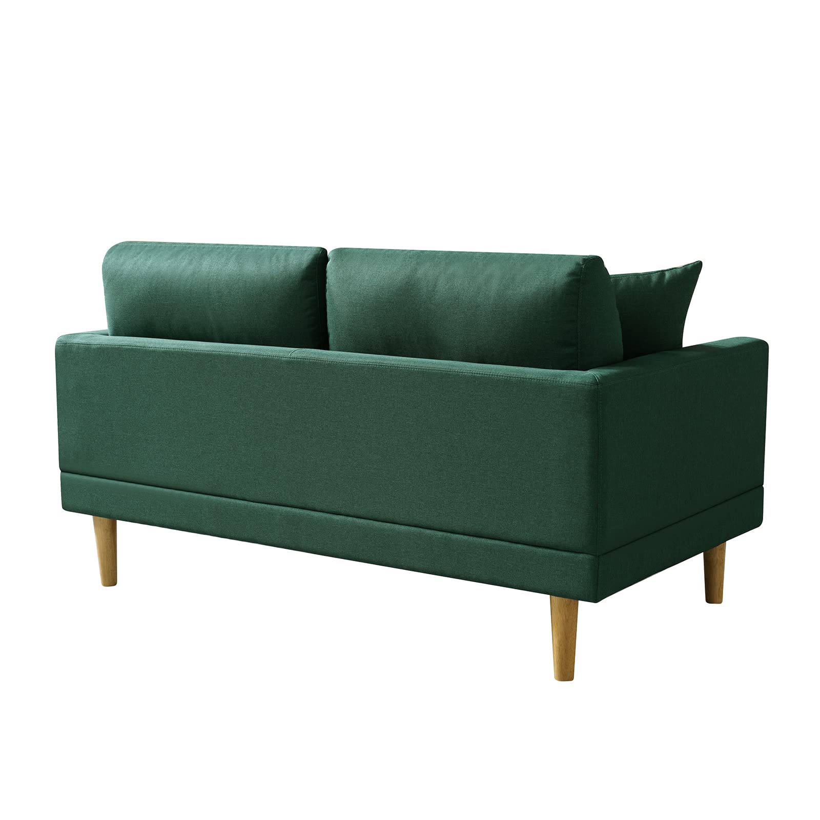 Husbedom 59" Loveseat Sofa, Modern Small Couches for Small Spaces, Living Room, Bedroom, Apartment, Dorm, with Throw Pillow, Dark Green