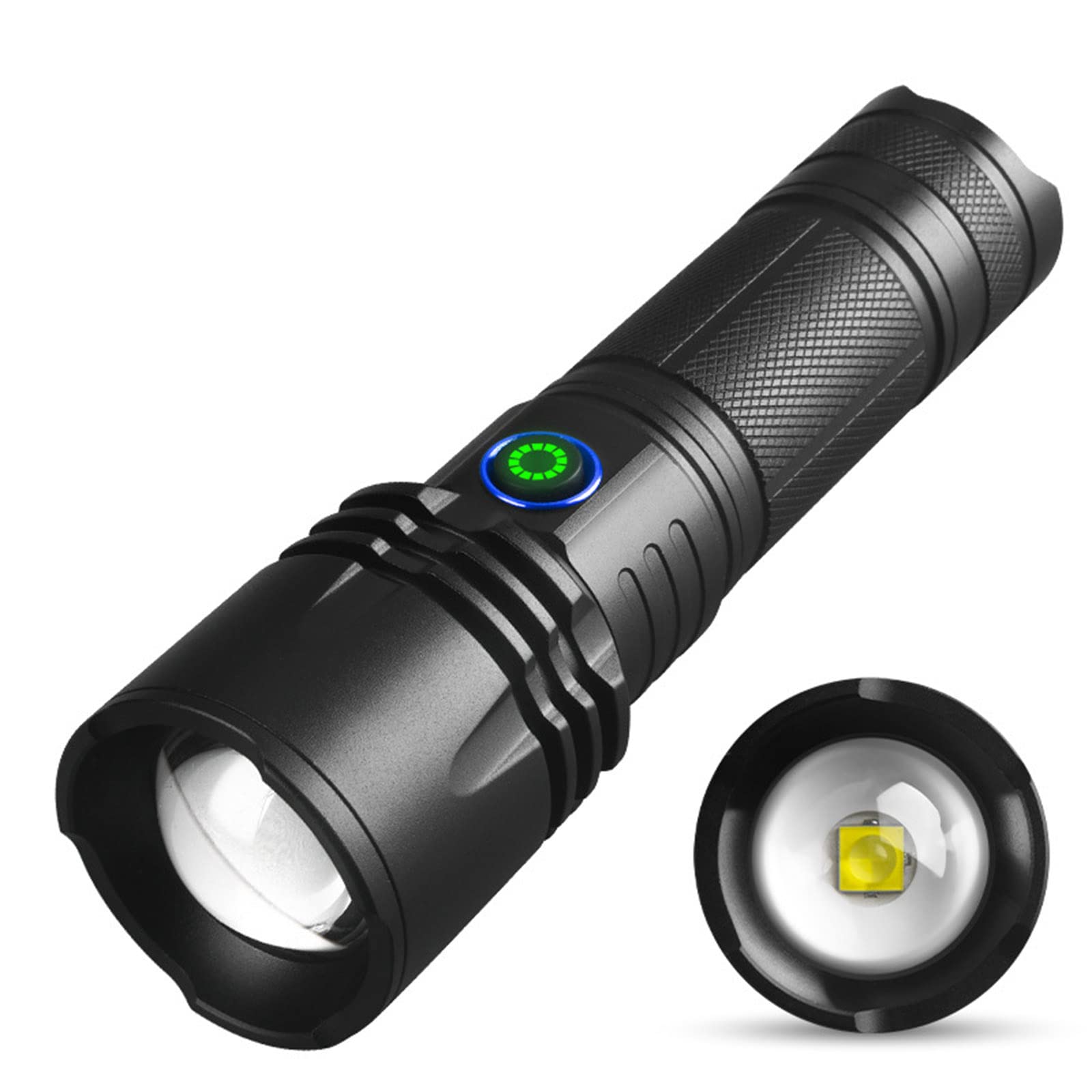 I0DO Zoomable Handheld Flashlight High Lumens Rechargeable Tactical Flashlights Long Range Super Bright Torch High Power Multi-Function Led Emergency Handheld Flashlight