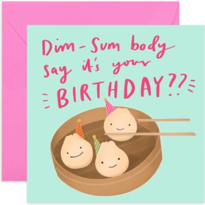 old english co. dim sum body say it's your birthday funny card for men women - birthday wishes humour for friends and family | blank inside with envelope