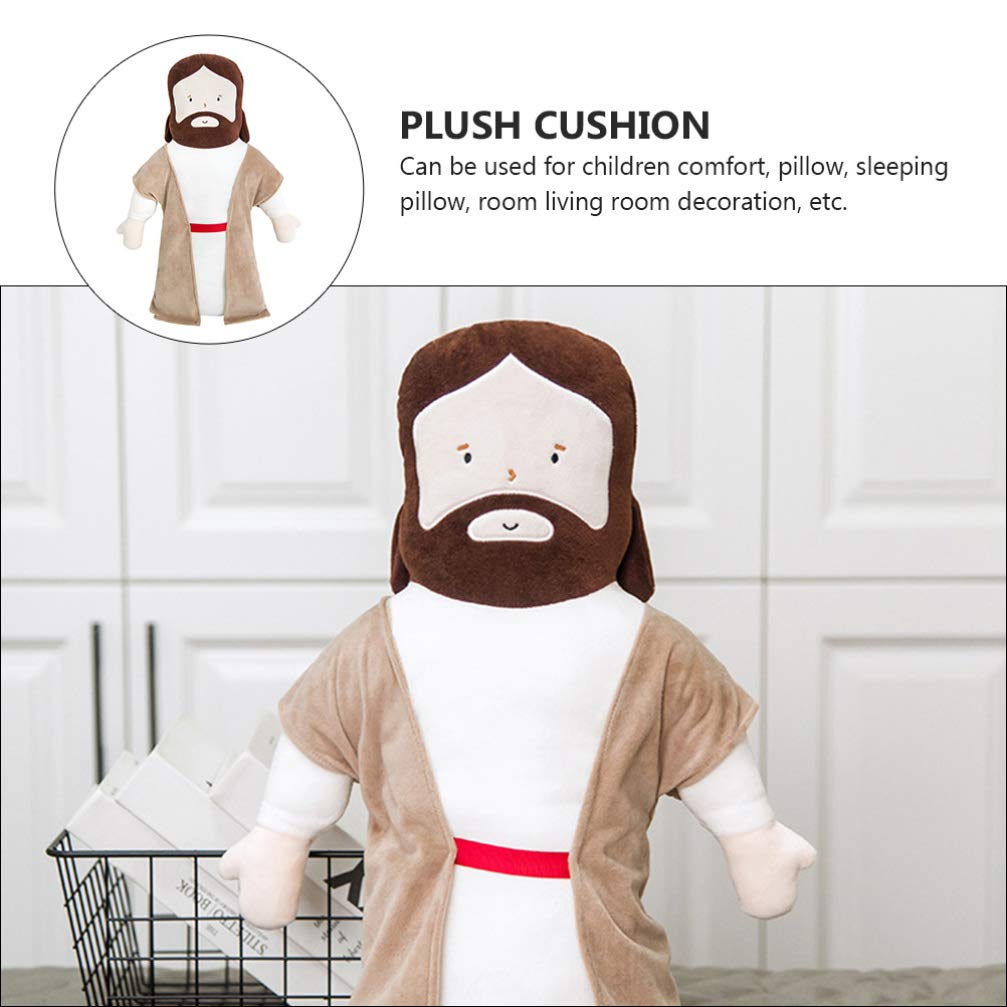 Zerodeko Plush Pillows Jesus Plush Pillow, Comfortable Throw Pillow Jesus Pattern Cushion Pillow Jesus Stuffed Doll Plushie Stuffed Jesus Plush Cushion, 19.6 Inches Kids Pillow