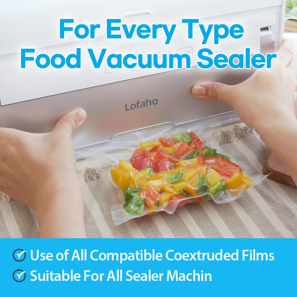 Lofaho Vacuum Sealer Rolls for custom fit airtight food storage, Sous vide, 11"x 16' 1Roll, 8"x20' 1Roll