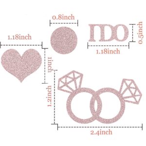 Rose Wedding Table Confetti, Bridal Shower Decorations Bride to Be Confetti Glittering Diamond Ring I Do Engagement Party Table Scatter, 100pcs