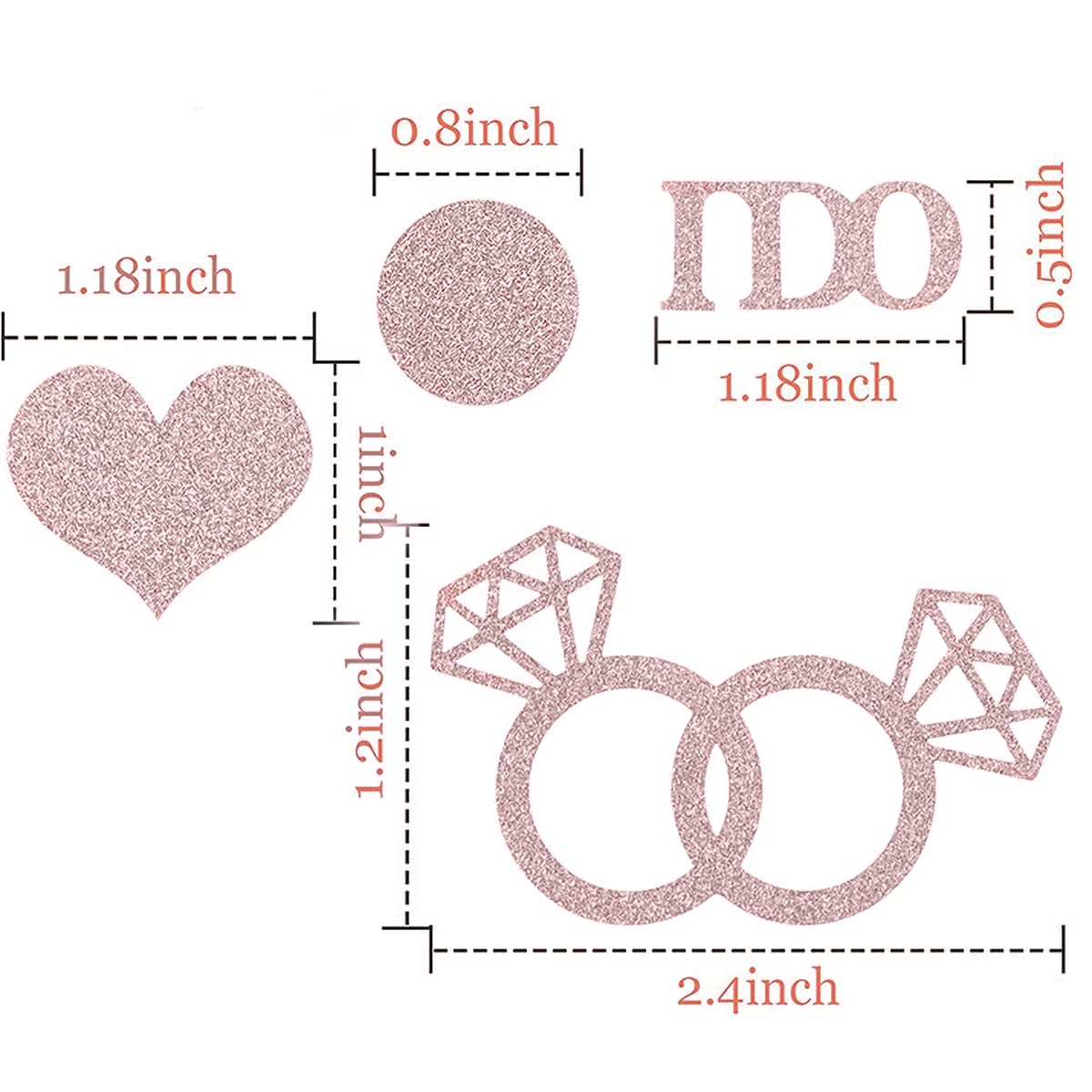 Rose Wedding Table Confetti, Bridal Shower Decorations Bride to Be Confetti Glittering Diamond Ring I Do Engagement Party Table Scatter, 100pcs