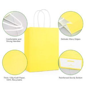 25pcs Paper Bags with Handles. Small Gift Bags Party Favor Bags Goodie Bags Shopping Bags. Yellow Gift Bags with Handles Bulk for Birthday Wedding Retail Business Festivals Arts DIY Crafts 5.9x3.1x8.3