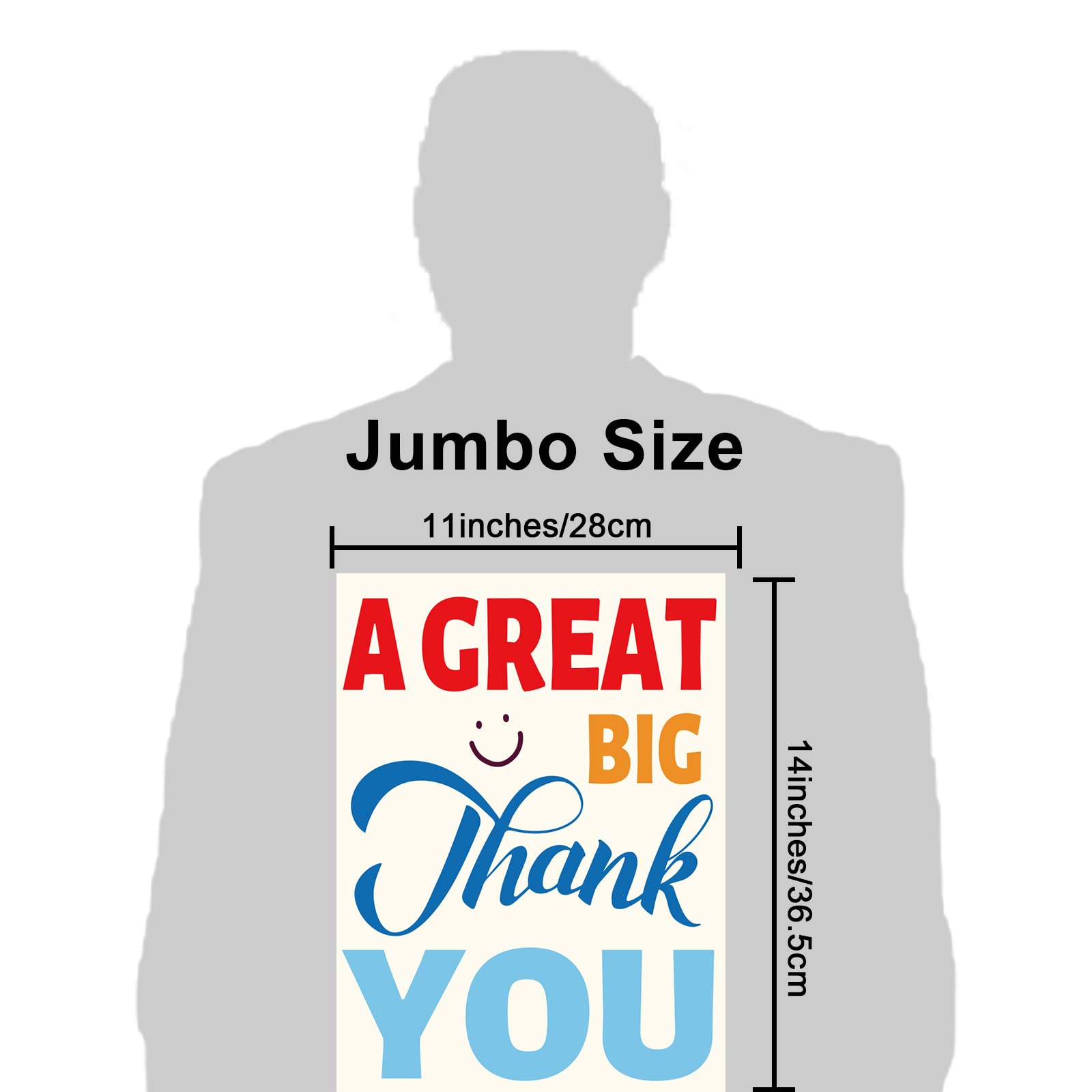 3 PCS Giant Thank You Greeting Cards Big 14 x 22 Inch Size Large Gratitude Giant Cards with Envelopes Thanks for Birthday Party Baby Shower Wedding Jumbo Gifts for Boys Girls