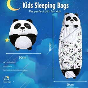 Kids Sleeping Bag ，Soft Animal Travel Camping Sleeping mat with Folding Pillow，nap mat for Toddlers, Boys Girls Animals Sleeping Bag，Panda Sleeping Bag for All Seasons (White Panda)