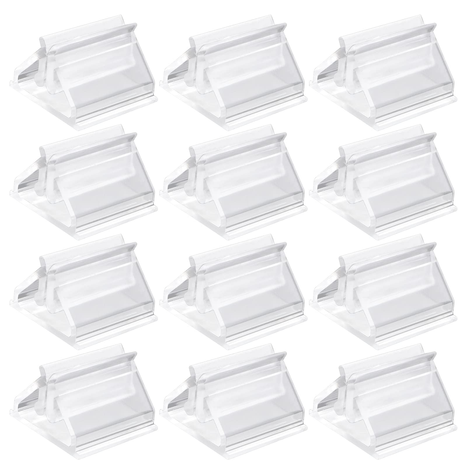 KMOSPAD 50 Pieces Clear Plastic Place Card Holders Game Card Stands Small Wedding Table Sign Stands Place Cards Holders for Photos Memos Board Game Markers Party Favor