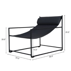 Grand patio Outdoor Modern Sling Accent Lounge Chair, Removable Headrest - Black Armchair