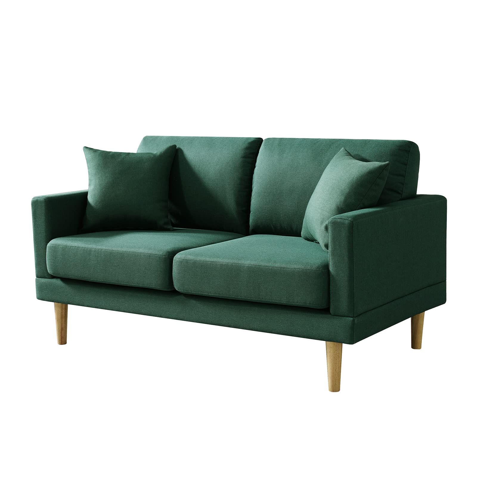 Husbedom 59" Loveseat Sofa, Modern Small Couches for Small Spaces, Living Room, Bedroom, Apartment, Dorm, with Throw Pillow, Dark Green