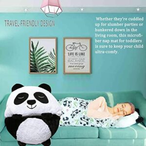 Kids Sleeping Bag ，Soft Animal Travel Camping Sleeping mat with Folding Pillow，nap mat for Toddlers, Boys Girls Animals Sleeping Bag，Panda Sleeping Bag for All Seasons (White Panda)