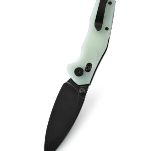 BESTECHMAN Ronan EDC Folding Knife Jade G10 Handle Pocket Knife, 14C28N Steel Thumb-Stud Outdoor Tools, BMK02I (Jade Handle)