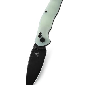 BESTECHMAN Ronan EDC Folding Knife Jade G10 Handle Pocket Knife, 14C28N Steel Thumb-Stud Outdoor Tools, BMK02I (Jade Handle)