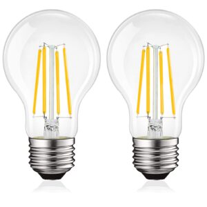 luxrite vintage a19 led light bulbs 100 watt equivalent, 1600 lumens, 3000k soft white, dimmable edison light bulbs, 12w, damp rated, ul listed, clear glass filament bulb, e26 medium base (2 pack)