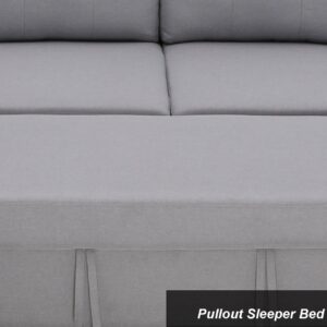 Sleeper Sofa Couch Bed with Pull Out Couch Living Room Set Sectional Sleeper Sofa with Storage Chaise Modular Couch Fabric Sofa Bed in Grey