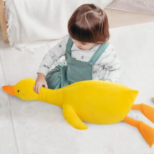 kewo Duck Plush Pillow Stuffed Animal Toy, Cute Giant Goose Plush Duck Stuffed Animal,Super Soft Hugging Pillow for Kids Bedding (Yellow,25.5 in)…