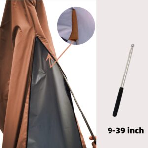 CoverFml Patio Umbrella Cover-420D Waterproof Rectangular Umbrella Cover-Fits 6-9Ft Outdoor Market Parasol, 13Ft Double Sided Umbrella(Coffee) .