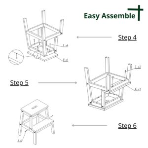 Solid Wooden Utility Step Stool for Adult,Sturdy Acacia Wood 2 Steps Ladder Bedside Step Helper for Kitchen,Bathroom,Bedroom,350lb Load Capacity (Natural)