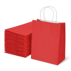 towrap red gift bags 25pcs 8x4.25x10.5 inch medium kraft paper bags with handles bulk, shopping bags, party bags, retail bags, merchandise bags, favor bags