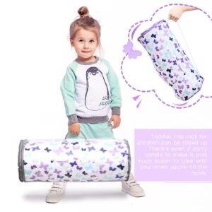 UOMNY Toddler Nap Mat Girls Kids Nap Mats with Removable Pillow and Blanket Butterfly Toddler Sleeping Bag for Preschool Daycare Purple Happy Napper Girls 50x20 Inch