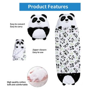 Kids Sleeping Bag ，Soft Animal Travel Camping Sleeping mat with Folding Pillow，nap mat for Toddlers, Boys Girls Animals Sleeping Bag，Panda Sleeping Bag for All Seasons (White Panda)