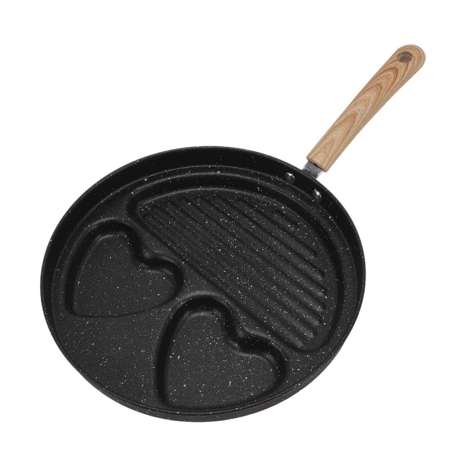 3 in 1 Frying Pan Flat Bottom, Nonstick Frying Skillet, Egg Steak Pan for Home, Kitchen, Dorm, Apartment