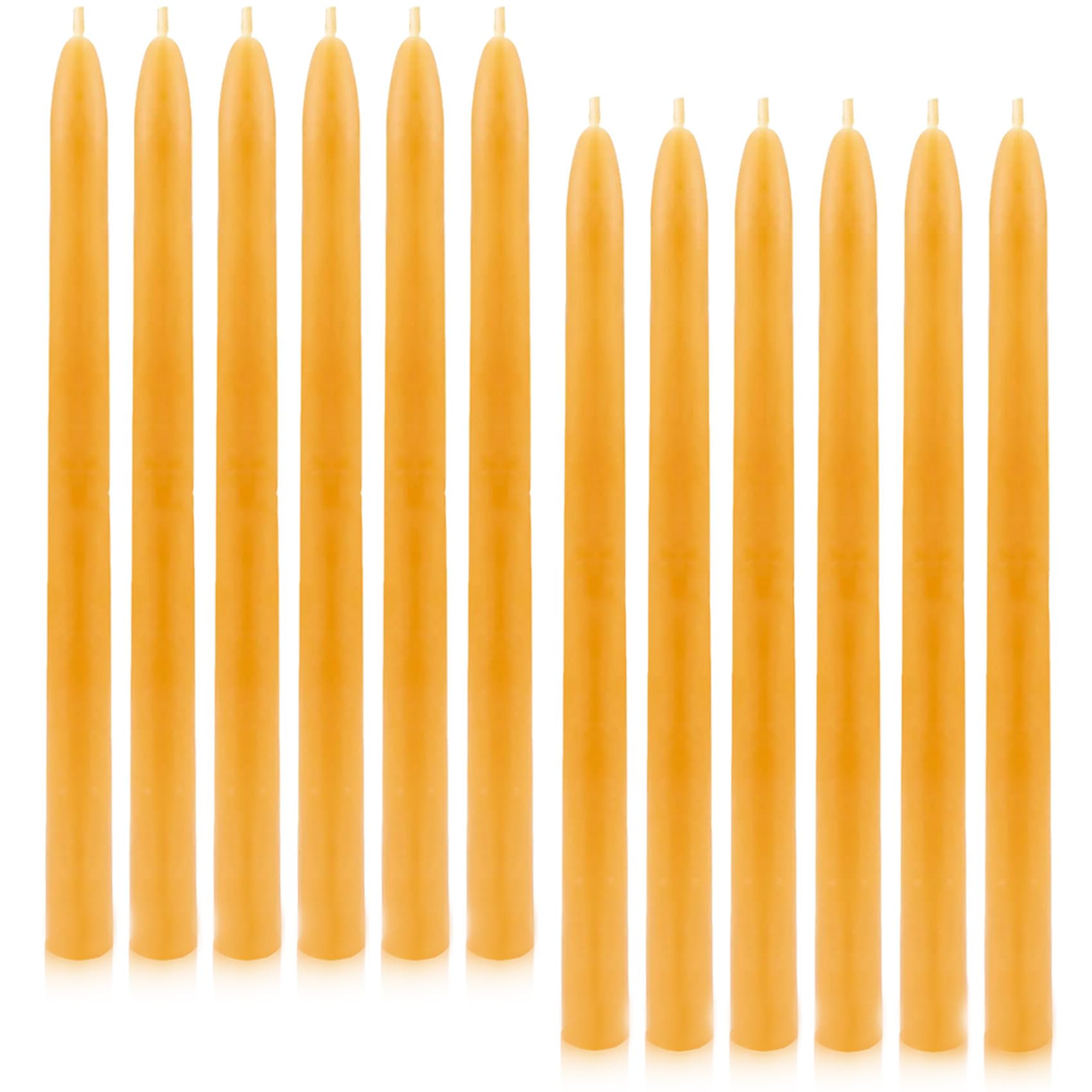 Beeswax Taper Candles, 10 inch Natural Beeswax Tapers Candle Sticks 12 Pack - Unscented and Smokeless - 9 Hours Long Burning Time for Home Decor, Party, Wedding