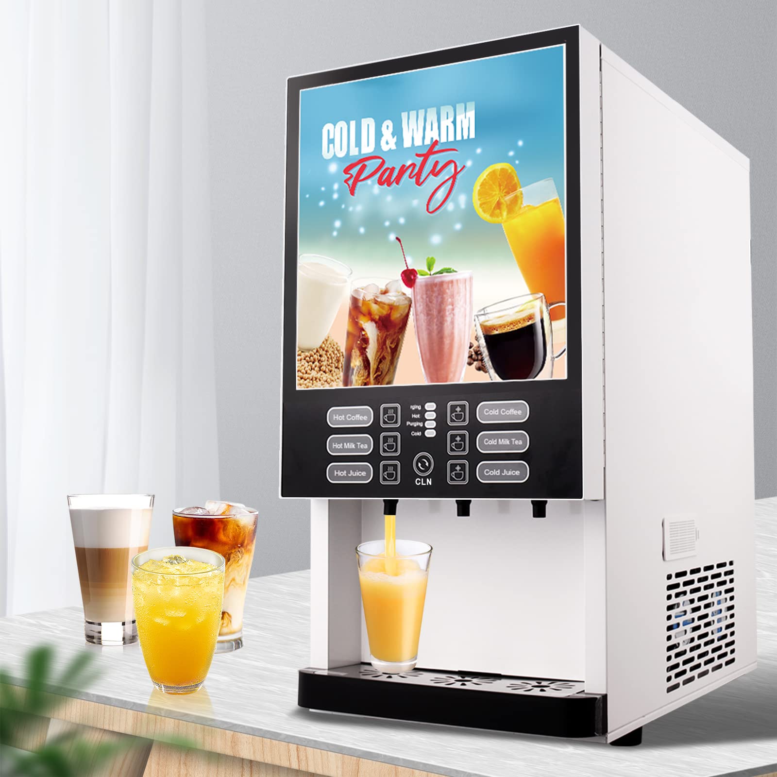 gusohapy 3 Flavors, 3 Cold Drinks And 3 Hot Drinks, Filtered Water Commercial Instant Coffee Milk Tea Machine Commercial Beverage Dispensers Self Cleaning