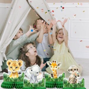 9 Piece Safari Honeycomb Centerpieces, Jungle Animals Baby Shower for Table Decorations, Safari Themed Birthday Party Supplies, Wild One Birthday Party Decorations for Boys Kids