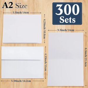 300 Sets Heavyweight Blank White Cards and A2 Envelopes Printable Postcards Folded Card Stock for DIY Greeting Card Wedding Business Invitations Bridal Shower Birthday Occasion (4.25 x 5.5 Inch)