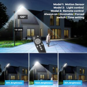 Solar Street Lights 3200 W 2 Packs LED Solar Street Lights Outdoor IP66 Waterproof 227,000 LM 7000 K Street Light Dusk to Dawn Solar Power Lights with Motion Sensor and Remote Control for Parking Lot