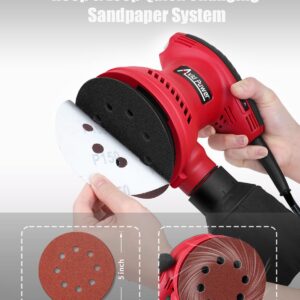 AVID POWER Orbital Sander 3.0 Amp 5 Inch Electric Sander Tool 6 Variable Speeds Random Orbit Sander for Woodworking, 7000-14000 RPM, 12 Pcs Sandpapers