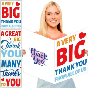 3 pcs giant thank you greeting cards big 14 x 22 inch size large gratitude giant cards with envelopes thanks for birthday party baby shower wedding jumbo gifts for boys girls