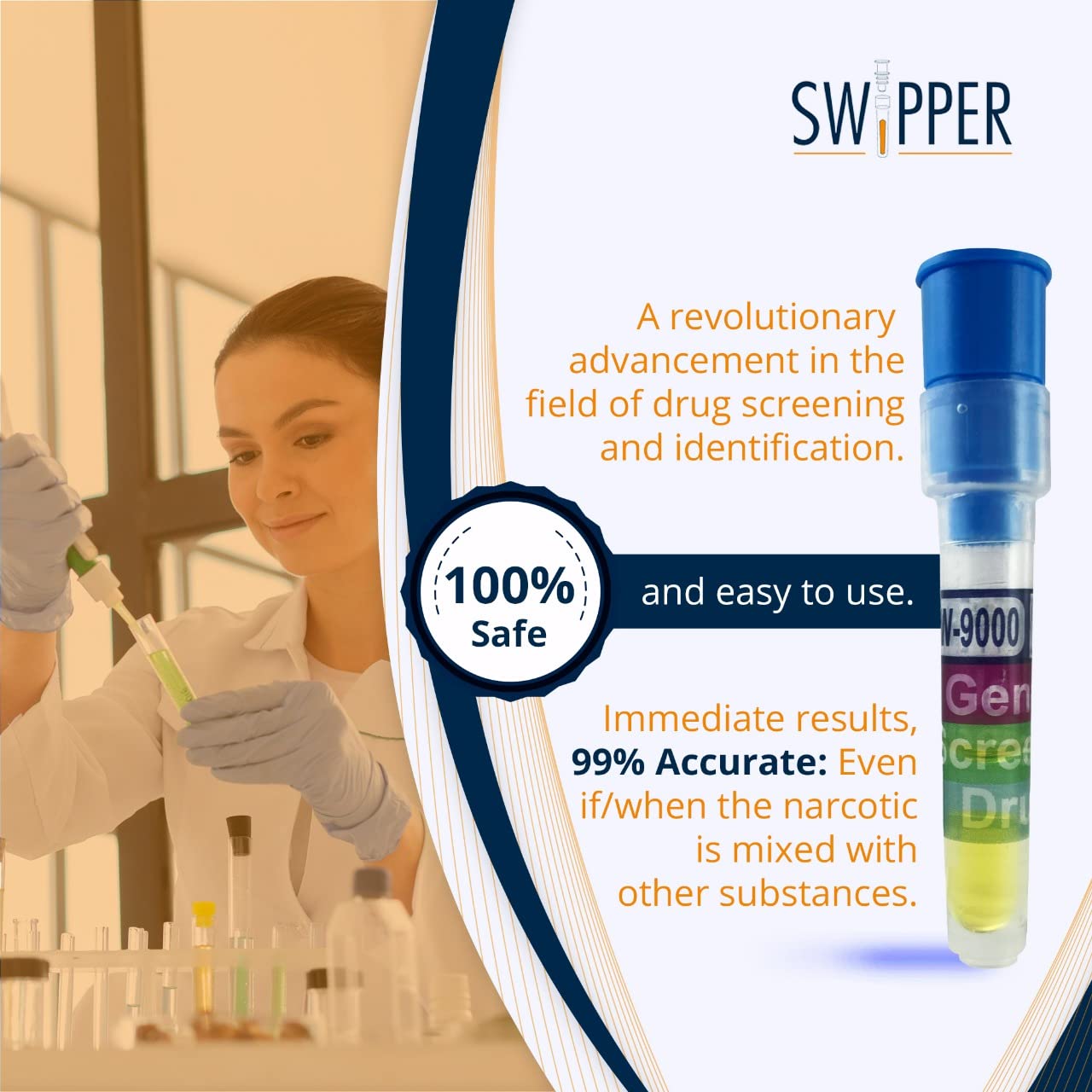 SWIPPER General Screening Drug Testing Kits with Instant Results - Tests for 30 Substances - Easy to Use at Home Drug Test Kit (10-Pack)